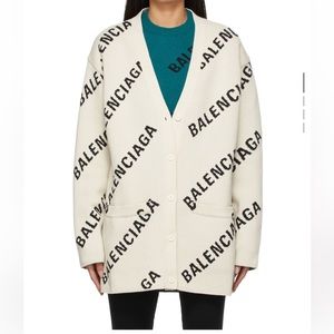 BALENCIAGA ALL OVER CARDIGAN- WHITE